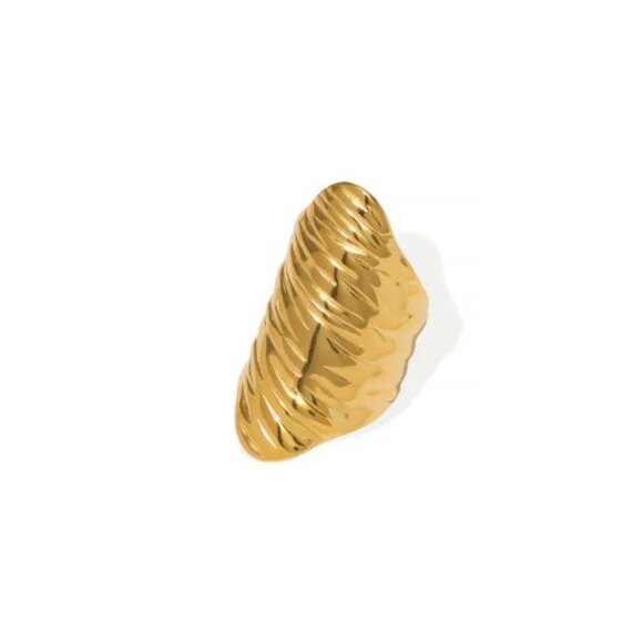 Chunky 18K Gold Plated Textured Ring – Tarnish-Free Statement Ring | Size 7 - Picture 3 of 3